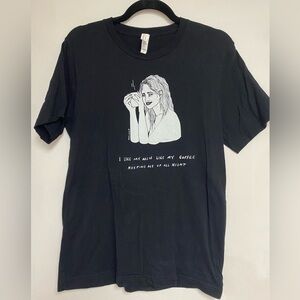 Melodie Perrault Art black tshirt. Size Medium